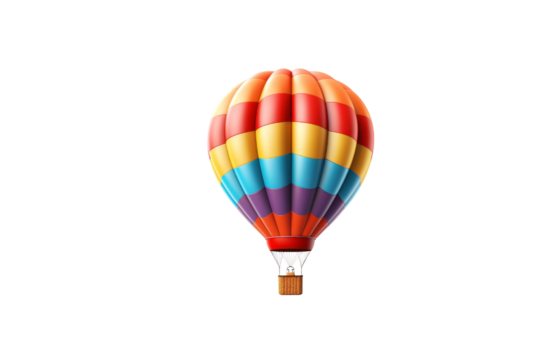 A colorful hot air balloon floats against a transparent background, ready for adventure. background removed