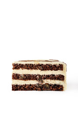 An Exquisite Layered Slice of Chocolate and Cream Cake Perfect
