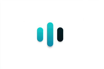 Minimalist blue pause symbol with three vertical rounded bars, modern flat design on white background, simple and clean style for digital interface or media control