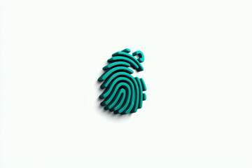 Fingerprint icon, teal, isolated on white background, symbolizing privacy, security, and biometric authentication for business or personal data protection