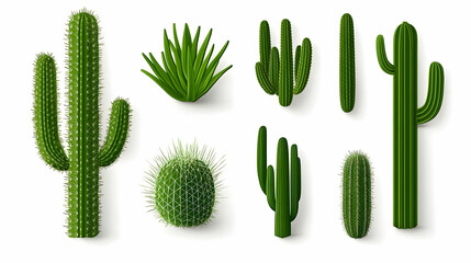 Set of cacti cut out