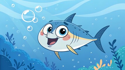 A strong, front-facing tuna icon with prominent central stripes and a sharply angled tail, in solid black.