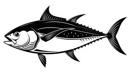 Fototapeta premium Outlined Tuna Trio in Minimal Layout with Subtle Postural Variations