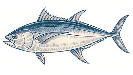 An iconic aquatic silhouette with bold contrast and sweeping lines, capturing dynamic tuna motion.