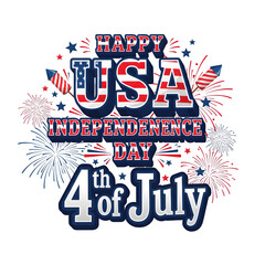 Naklejka premium Wishing you a joyful USA Independence Day! Typography design for the 4th of July. 