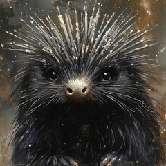 Fototapeta premium porcupine reptile illustration background creature, animal, wildlife, rodent, prickly, nature, spiny, small, cute