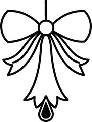 Decorative Bow with Hanging Ribbon Tails vector Line art illustration