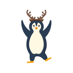 png icy penguin cartoon with snow mountain background cute smiling winter animal playful arctic character illustration for children funny comic

