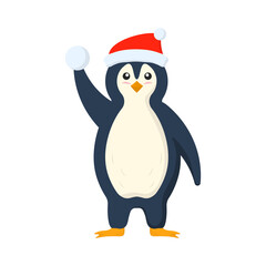 png icy penguin cartoon with snow mountain background cute smiling winter animal playful arctic character illustration for children funny comic

