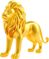Sleek golden topaz lion sculpture with muscular detail, elegant mane texture. 