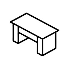 Simple line drawing of a modern rectangular table in minimalist design, icon, vector  