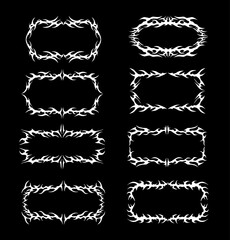 tribal frames, cyber gothic abstract symmetrical shape borders poster ,sticker. vector design elements isolated