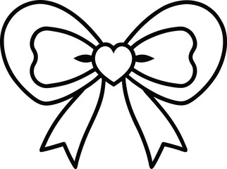 Valentines Bow Icon with Romantic Design vector Line art illustration