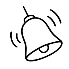 Ringing Bell Icon – Hand-Drawn Minimal Line Art Symbol for Alerts, Notifications, and School Bells