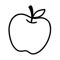 Apple Icon – Minimal Hand-Drawn Line Art for Food, Health, and Education Concepts
