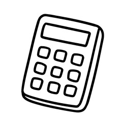 Calculator Icon – Hand-Drawn Minimal Line Art for Math, Education, and Finance Concepts