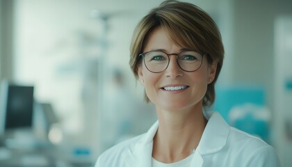 Smiling female doctor in a medical office.
