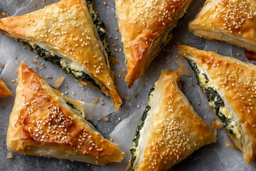 greek spinach pie spanakopita top view