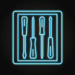 Screwdriver set neon line icon