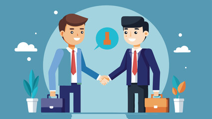 Animated Businessmen Shaking Hands After Agreement, Wearing Suits and Holding Briefcases, Isolated Background