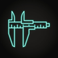 Vernier caliper neon line icon