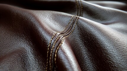 Detailed texture reveals leather with fine grain and imperfections. Studio lighting creates highlights. AI generated