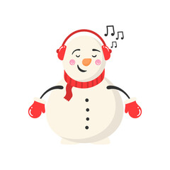 png let it snow themed vector with sweet cartoon snowman happy emotion scarf ice background modern card winter christmas festive decoration

