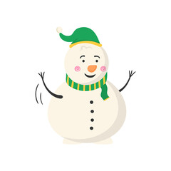 png let it snow themed vector with sweet cartoon snowman happy emotion scarf ice background modern card winter christmas festive decoration

