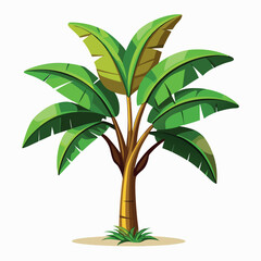 Hyper-Realistic Banana Tree – Vector Illustration on White Background