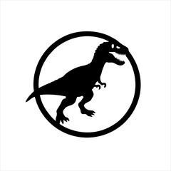Tyrannosaurus Rex Silhouette in Circle Logo Badge, T-rex Logo Design