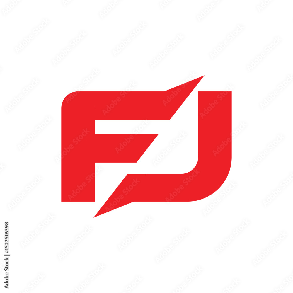 Fototapete the image shows a flat monogram logo design of an initial letter fj in red color that looks clean an