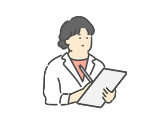 診察をする女性医師のイラスト
