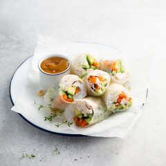 Traditional fresh rolls with chicken