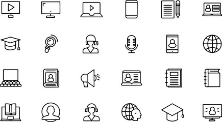 e learning set of web icons in line style  online .eps