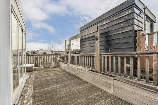 Modern Urban Rooftop Deck with Scenic View