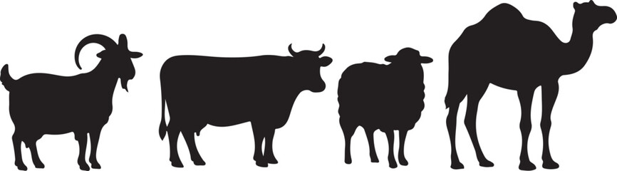  Black Animal Silhouettes for Qurbani or Farm Livestock Collection