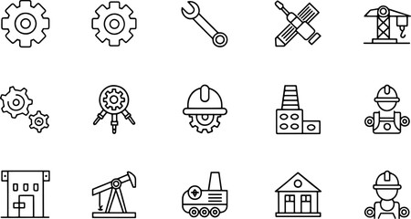 engineering and manufacturing vector icon set in t.eps