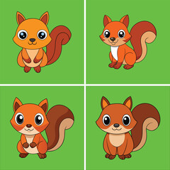 Fototapeta premium 4 in 1 Sample cute squirrel icon vector illustration