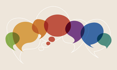 Speech bubbles communication and teamwork concept for business dialogue and idea sharing