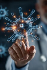 Doctor utilizes ai healthcare interface for virus detection in advanced infection prevention strategies