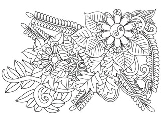 Fototapeta premium Flowers Coloring Pages For Adultes