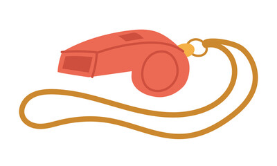 coach's whistle. A mentor's item for training. Flat color isolated illustration. It is suitable for applications, websites, blogs about training, yoga, health, rehabilitation and an active lifestyle.