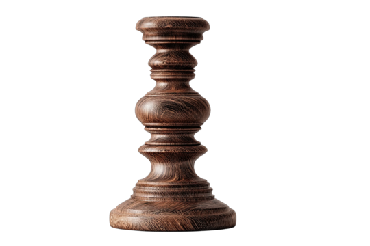 Dark wood candle holder, sculpted base and shaft