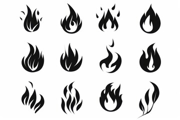 Fire icon, flame bonfire sign, campfire symbol, burn graphic element, fire emblem, grill pictogram