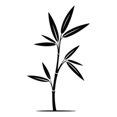 Fototapeta premium Bamboo Sprout Silhouette, Vector, Illustration, Icon, Logo, White Background.