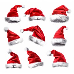 Santa hat icon, christmas hat, santa claus cap , red holiday costume symbol, xmas hat sign on white