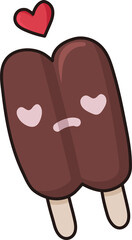 Cute Twin Chocolate Ice Cream Bars Illustration
