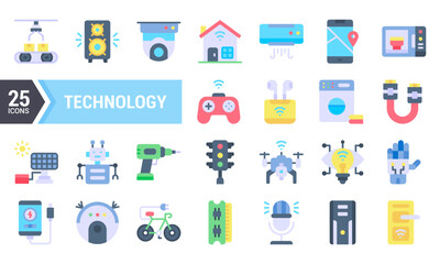 25 Flat Technology Icons for Your Next Design Project.