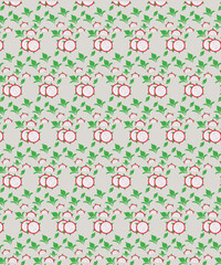 Seamless vector pattern with hand-drawn dragon in decorative white frames tied with bows, on red and cream vertical stripes. Fresh Mediterranean fruit design for textile, packaging, kitchen or summer