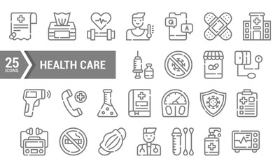 25 Healthcare Line Icons for Your Website or App Design.